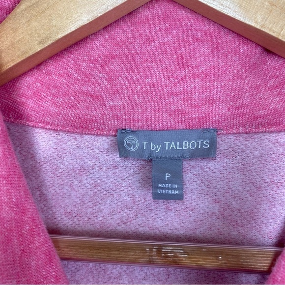 TALBOTS Petite Small Pink Heather Featherweight Fleece Wrap Neck‎ Pullover Top - Picture 5 of 13